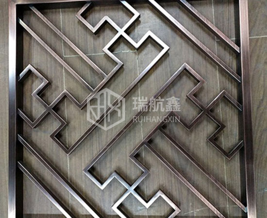 拉絲紅古銅做舊不銹鋼萬(wàn)字花格屏風(fēng)